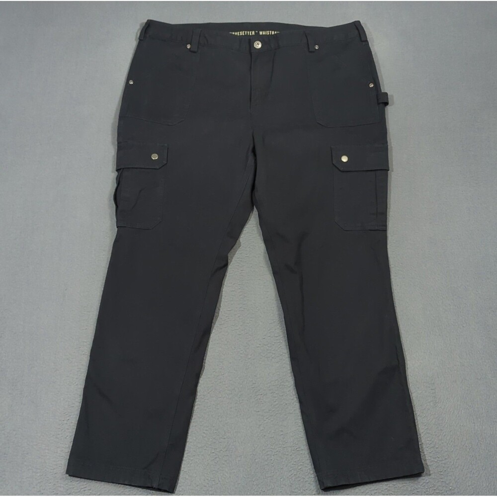 Duluth Trading Co Pants Womens 18x29 Black Flex Fire Hose Slim Leg Cargo Outdoor